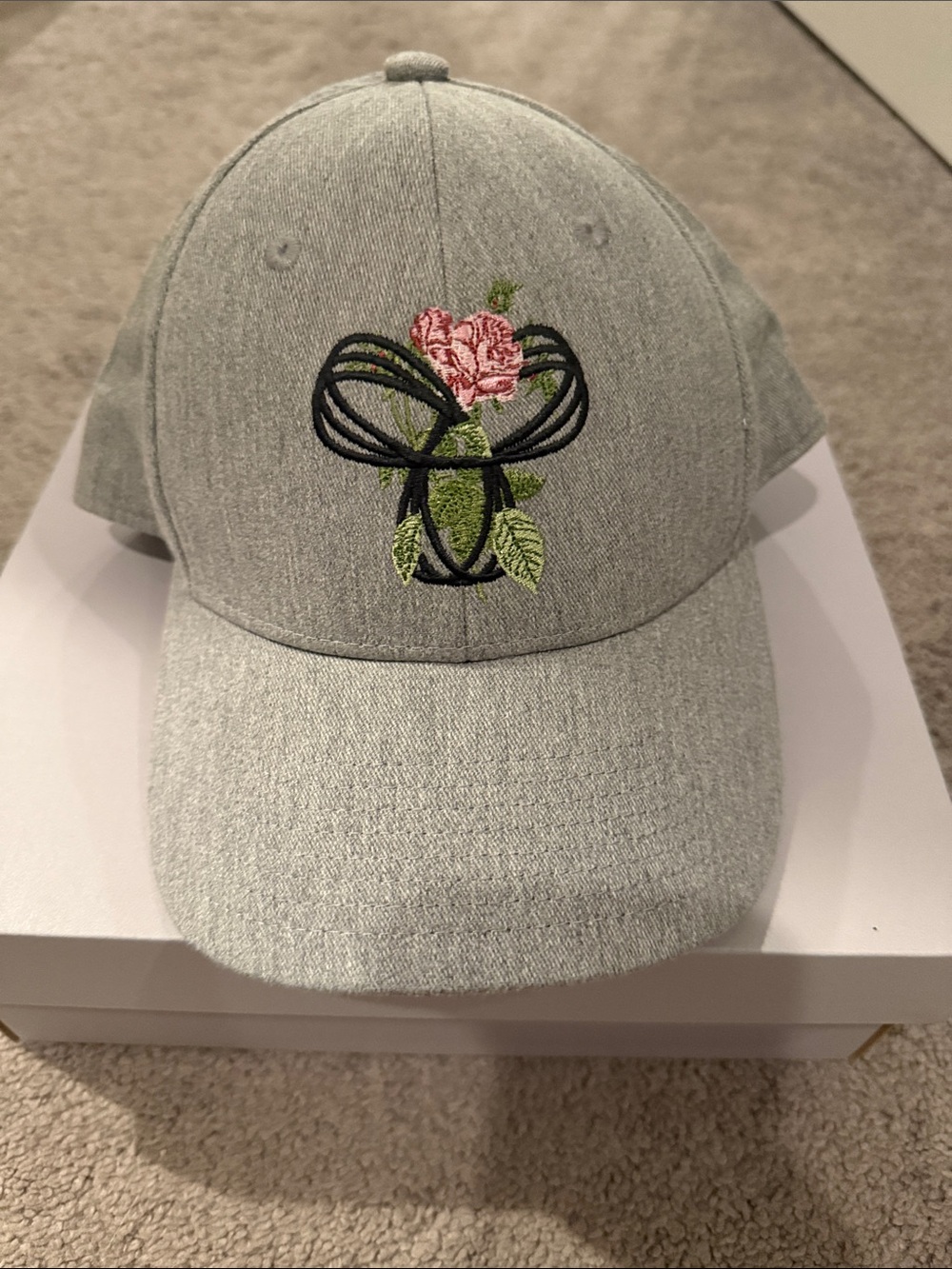 TNA Gray Floral Embroidered Baseball Cap - Women Accessories